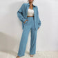 European And American Women's Clothing Solid Color Loose Drooping Smooth Pleated Casual Two-piece Suit