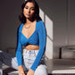 V-neck Solid Color Slim Long-sleeved Top