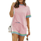 Women's Casual Versatile New Color Contrast Patchwork T-shirt Knitted Shorts