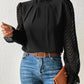 Women's Half-turtleneck Stitching Wavy Chiffon Long-sleeved Top