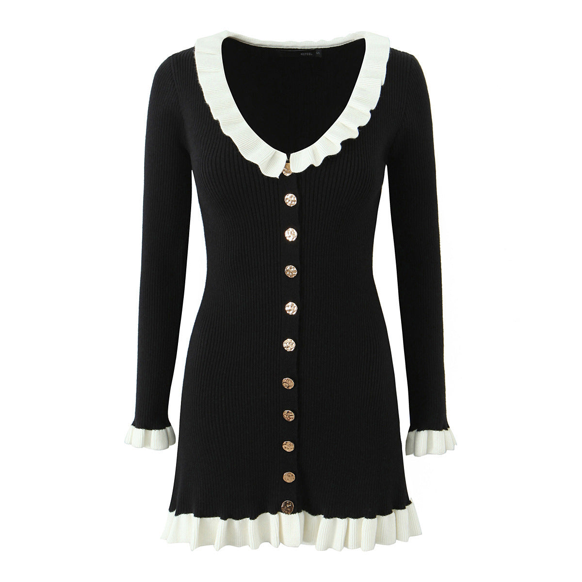 Sweet Stitching Chic Single-breasted Short Dress