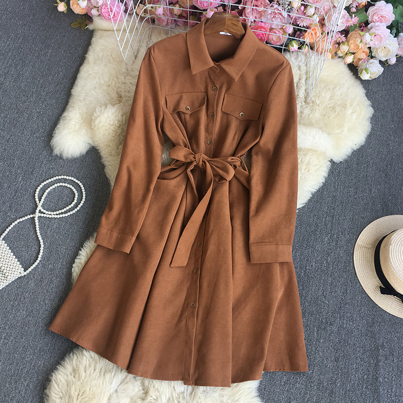 Women's Fashion Temperament Long-sleeved Shirt Dress