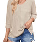 Women's Contrast Color Wave Striped Bat Eight-quarter Sleeve