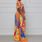 Ensemble haut court imprimé et pantalon large pour femme