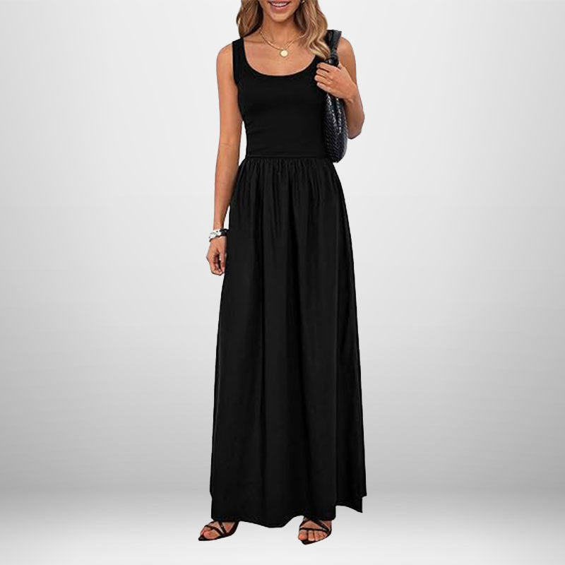 European And American Elegant Temperament Pure Color Sleeveless Slimming And Fashionable Sling Dress