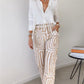Women's Casual Long-sleeved Lapel Shirt Printed Wide-leg Pants Suit