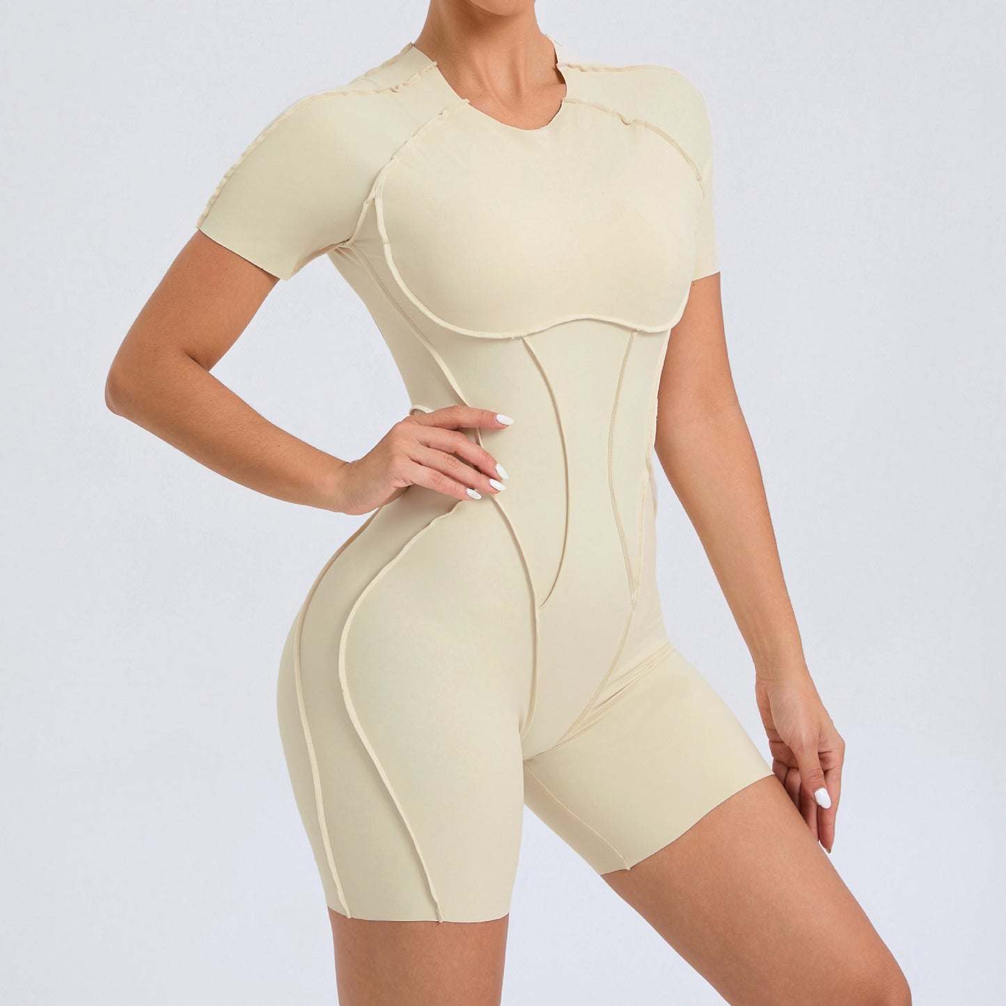 Backless Short Sleeve One-piece