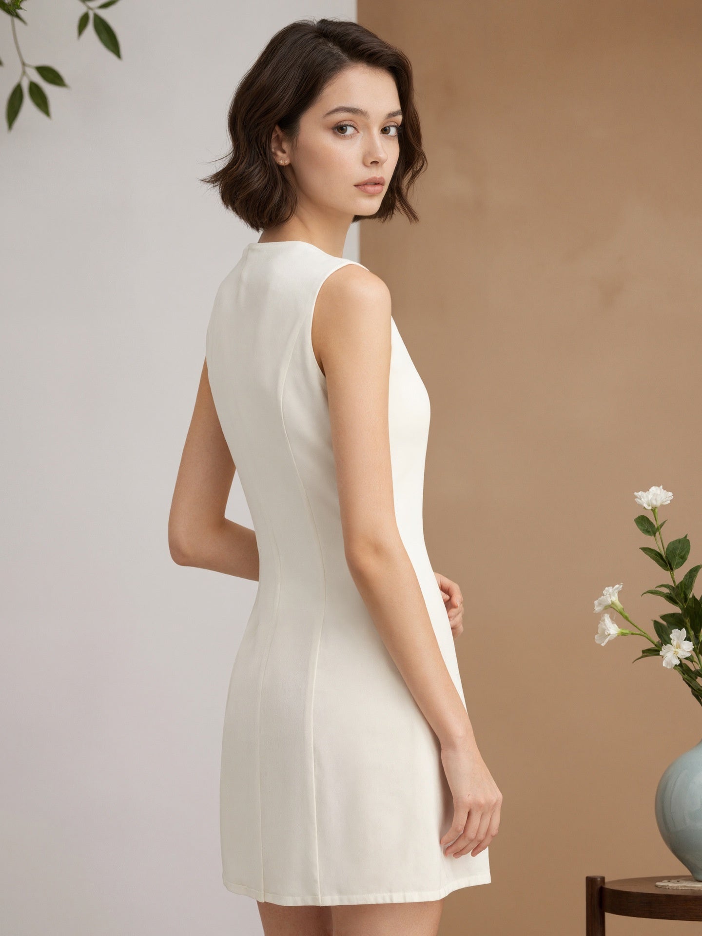 Fitted-waist Embroidered Dress For Women
