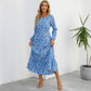 Womens Versatile Round-neck Floral Chiffon Dress