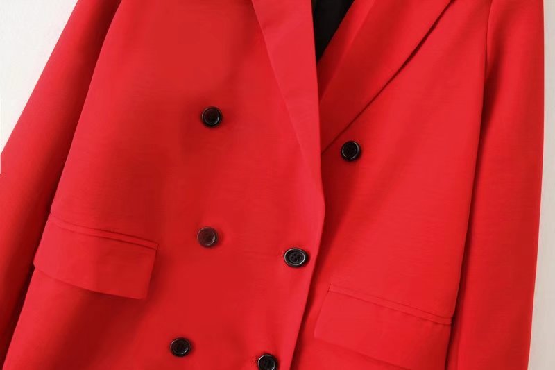 Flap Double-pocket Double-breasted Decorative Long-sleeved Suit Jacket
