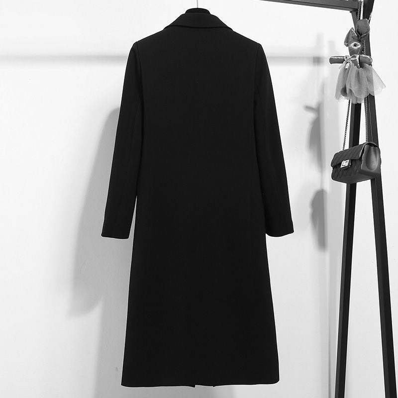 Nouveau costume long noir slim pour femme OL