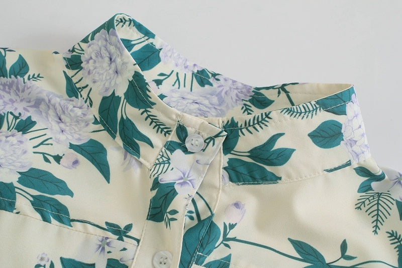 Combinaison décontractée à ceinture et coutures florales, style européen et américain