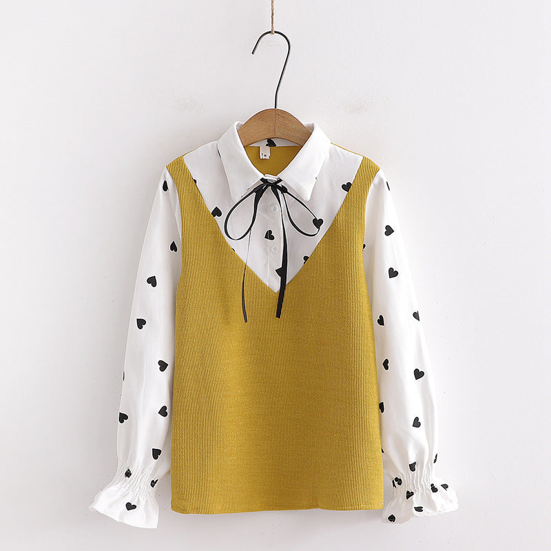 College Shirt Solid Color Cotton Long Sleeve