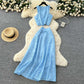 Hollow-out Crocheted Sleeveless Vest Top High Waist Skirt Suit