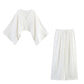 Asymmetric Linen Top Wide Leg Pants Two-piece Suit