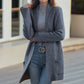 Nouveau cardigan tricoté à manches longues et col polo, couleur unie, avec poches amples, pour femme