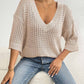Top Women's Hollow Woven V-neck