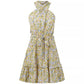 Halter Knotted Printed Lace Up Waist-tight Dress