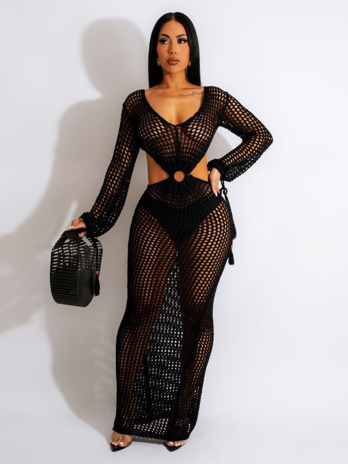 Robe en tricot découpée pour femme, chemisier de plage d'été