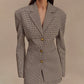Fashionable Elegant Black Plaid Lapel Suit Jacket