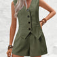 V-neck Buttons Decorative Vest Shorts Short Suit
