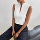 European And American Women's Top Solid Color And V-neck Slim Fit Slimming Sleeveless Texture Short Sleeve