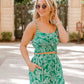 Women's Fashionable Digital Printing Suspender Wide-leg Trousers Suit