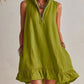 New Stylish Casual Loose Half-Zip Sleeveless Dress With Ruffle Hem