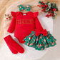 Autumn And Winter Infant Sunken Stripe Long Sleeve Letter Printed Two-piece Suit