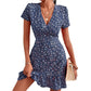 Fashion V-neck Loose Casual Holiday Floral Print Dress Women