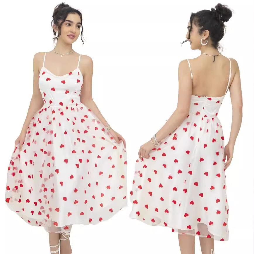 Robe douce en maille floquée pêche cœur exquise de Niche