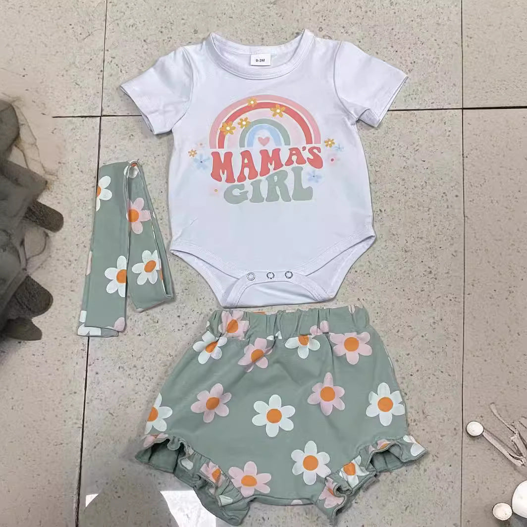 Children's Romper Shorts And Headscarf Set
