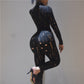 Women's New Cutout Ripped High Waist Tight Trousers Leisure Sports Suit Women