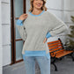 Pullover Knitting Loose Multicolor Top For Women