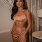 Drawstring Side Slit Skirt Sling Tube Top Two-piece Female