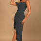 Hip-wrapped Off-shoulder Irregular Slit Dress Women