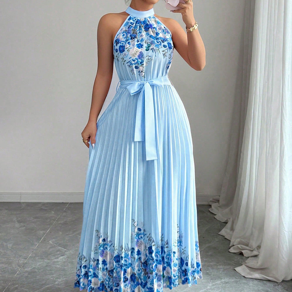 Women's Fashionable Printed Pleated Dress