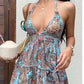 Holiday Floral Suspender Skirt Backless Women
