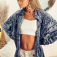 Women's Fashion Long Sleeve Polo Collar Solid Color Loose Shirt