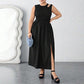 Split Dress Vest Sleeveless Stitching Dress