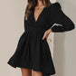 V-neck Waist-cinching Pleated Skirt With Ruffled Hem French Style