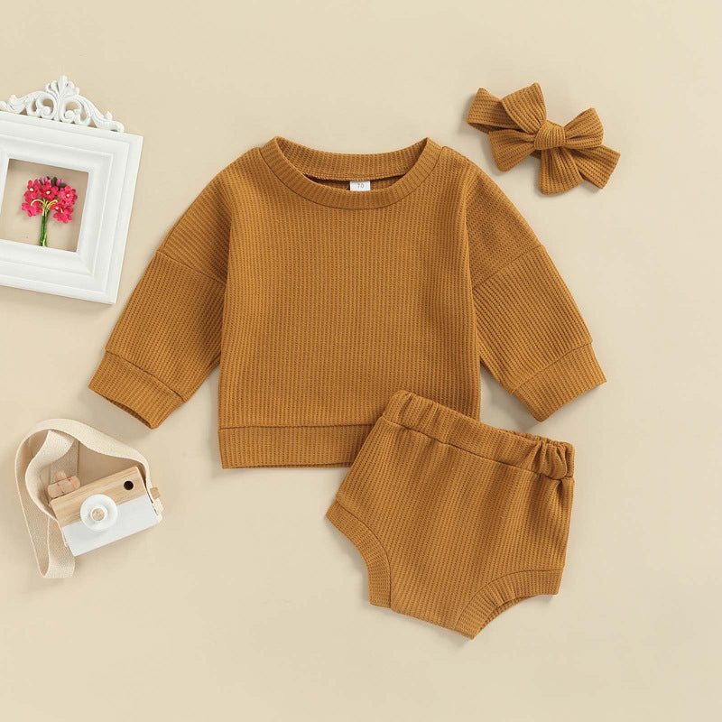 Infant Spring And Summer T-shirt Shorts Solid Color Suit