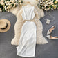 Solid Color Round Neck Vest Short Top High Waist Hip-wrapped Mid-length Dress