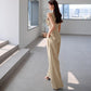 Wide Leg Pants Women's Two Piece Waist Smocked Slim Fit