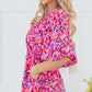Abstract Print Puff Sleeve V Neck High Waist Romper