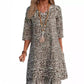Autumn New Floral Print Mid-length Sleeves V-neck Mid-length Dress Women