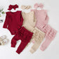 Vêtements d'automne pour enfants, combinaison décontractée à manches longues en dentelle, ensemble trois pièces avec coiffe à nœud