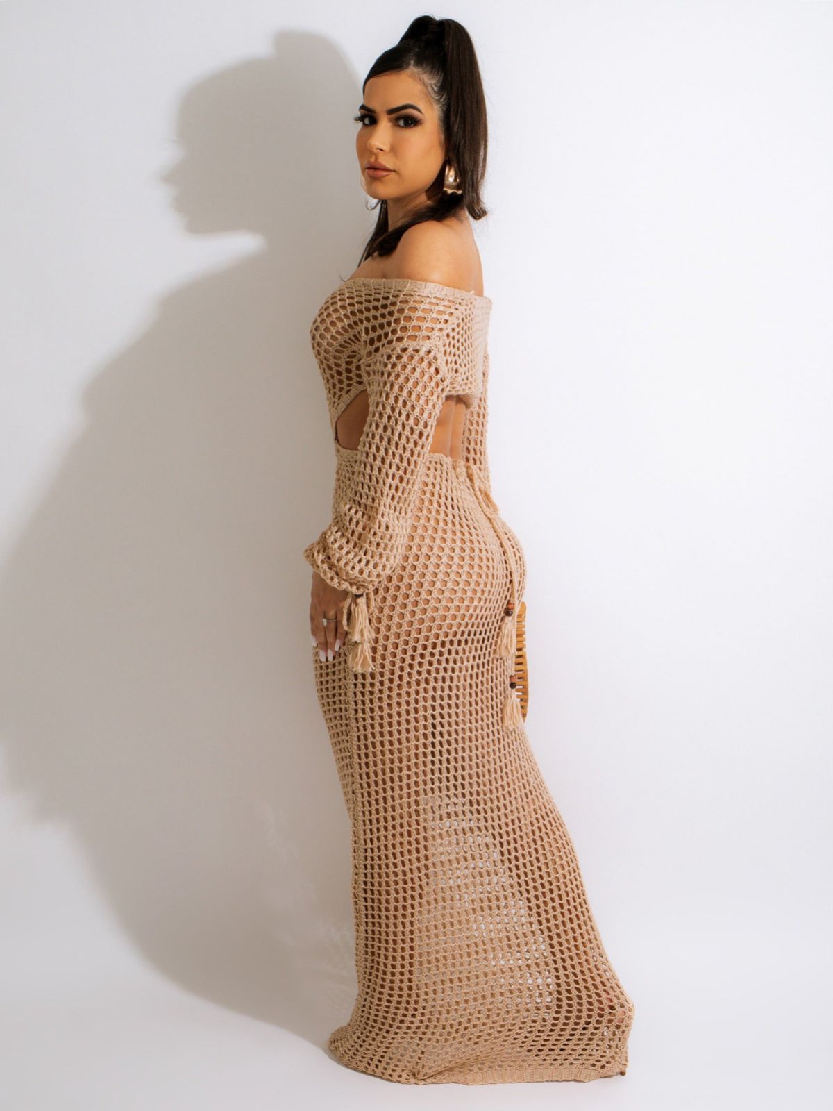 Robe en tricot découpée pour femme, chemisier de plage d'été