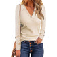 Button V-neck Versatile Long-sleeved T-shirt