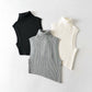 New European and American slim-fitting high-neck thick knitted T-shirt